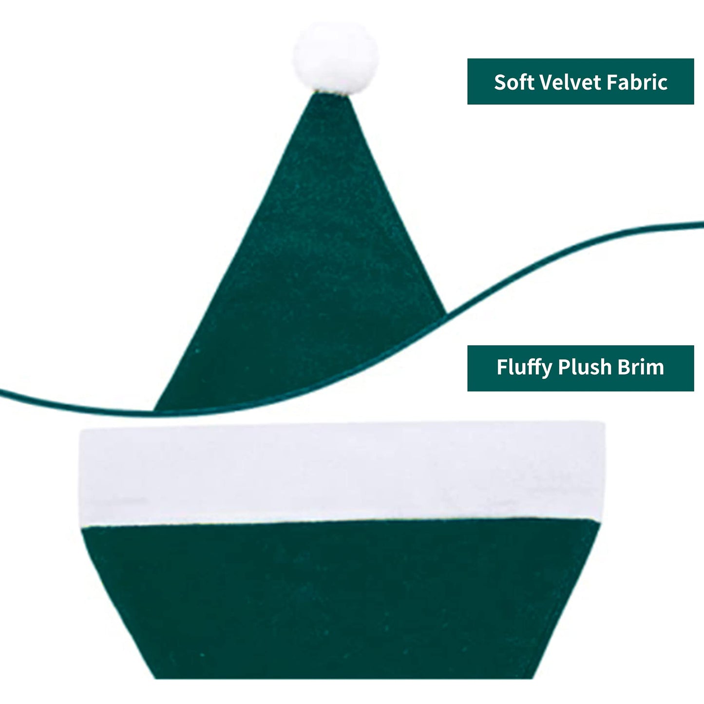 Eoocan Santa Hat, Santa Hats for Adults, Unisex Velvet Comfort Green Christmas Hat Hats Extra Thicken Classic Plush for Christmas New Year Festive Holiday Party Supplies