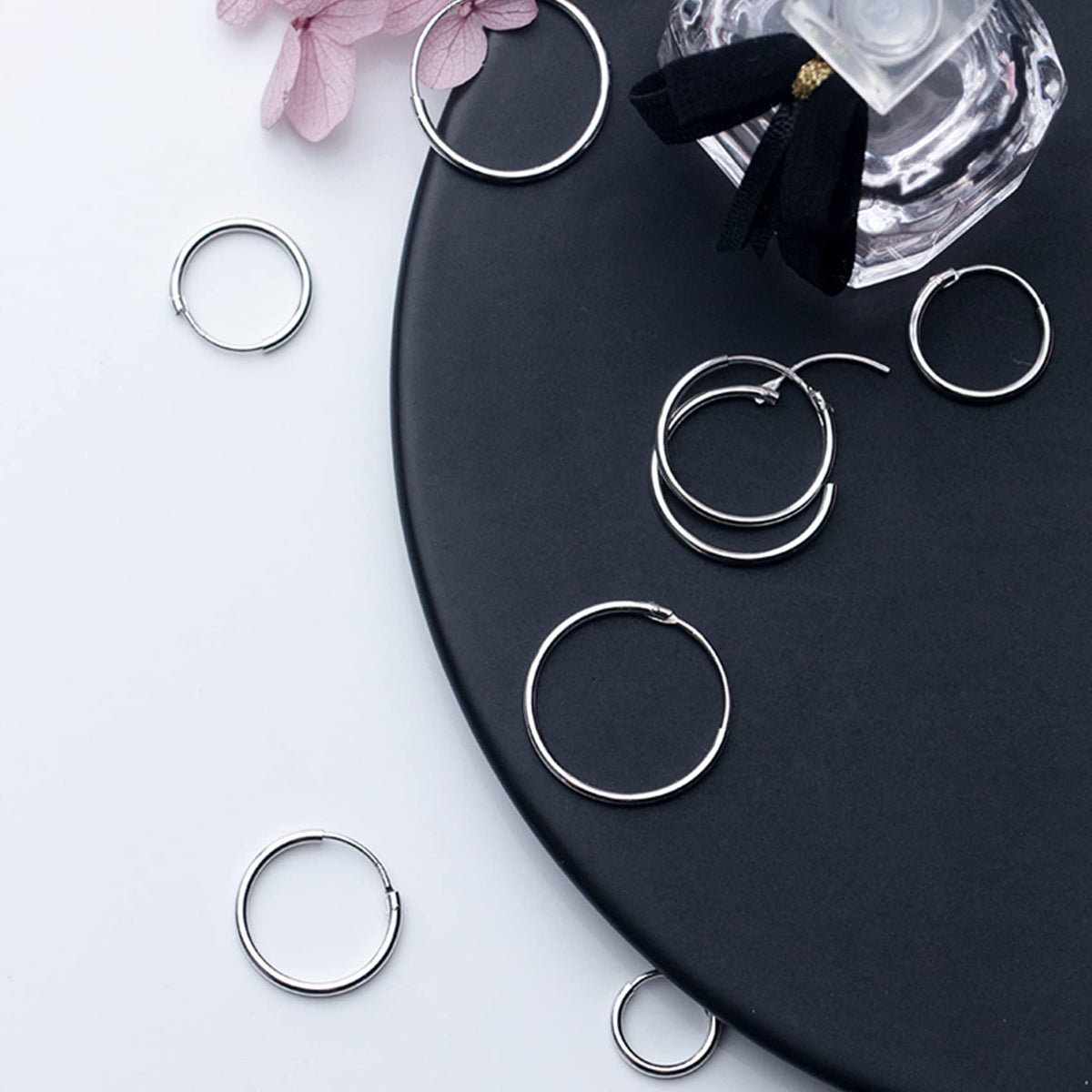 EPIRPRA Silver Hoop Earrings- Cartilage Earring Small Hoop Earrings for Women Men,4 Pairs of Hypoallergenic 925 Sterling Silver Tragus Earrings (Silver&Gold, 8mm/10mm)