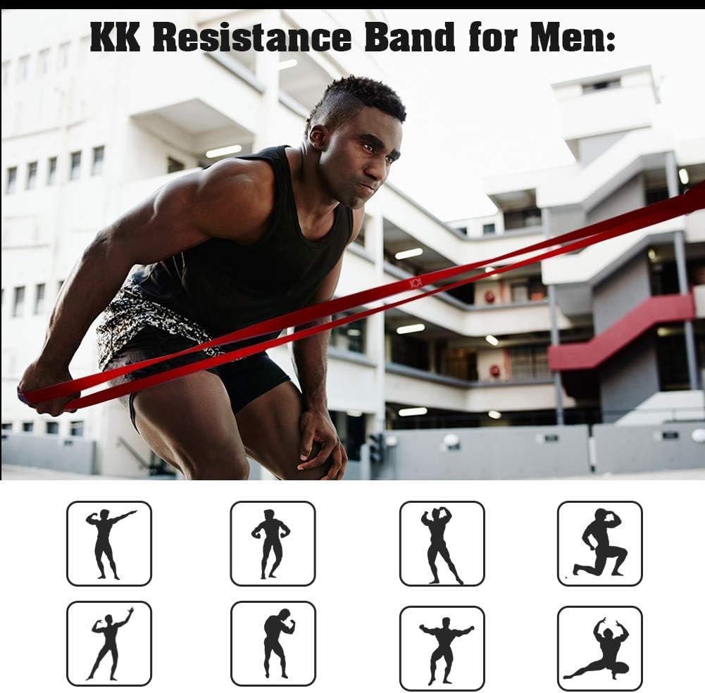 KK Resistance Bands, Pull Up Resistance Bands For Men & Women, Fitness Exercise Bands, Pull Up & Stretch Resistance Workout Bands In A Variety Of Strengths (Set: Yellow + Red + Green + Purple + Blue)