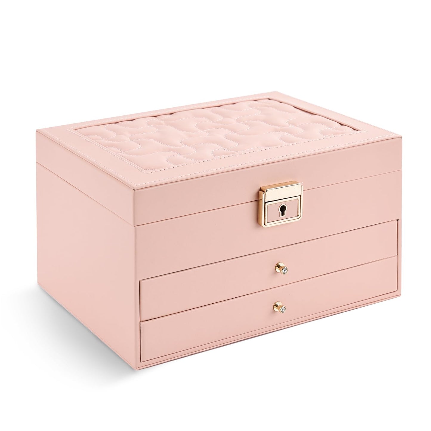 Greenfeather Jewelry Boxes for Women, Jewelry Organizer Box with Lid 3 Layers for Necklaces Rings Earrings and Bracelets Box to Store Jewelry Pink Ideal