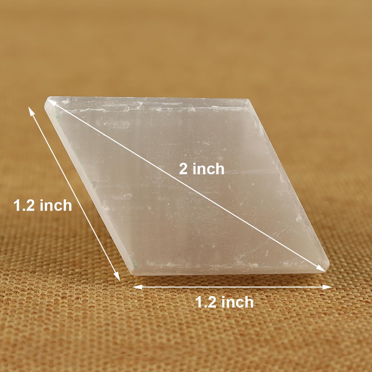 JIC Gem 4 Pack Rhombus White Selenite Crystal Cabinet Knobs Gemstone Drawer Pulls Home Kitchen Decor