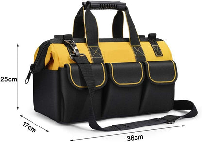17-Inch Tool Bag Organiser, 43×17×25 cm, Muti-Purpose Wide Open Mouth Tool Storage Bag with Adjustable Shoulder Strap Tool Bag Organizer for Home DIY & Equipment Storage with Shoulder Strap