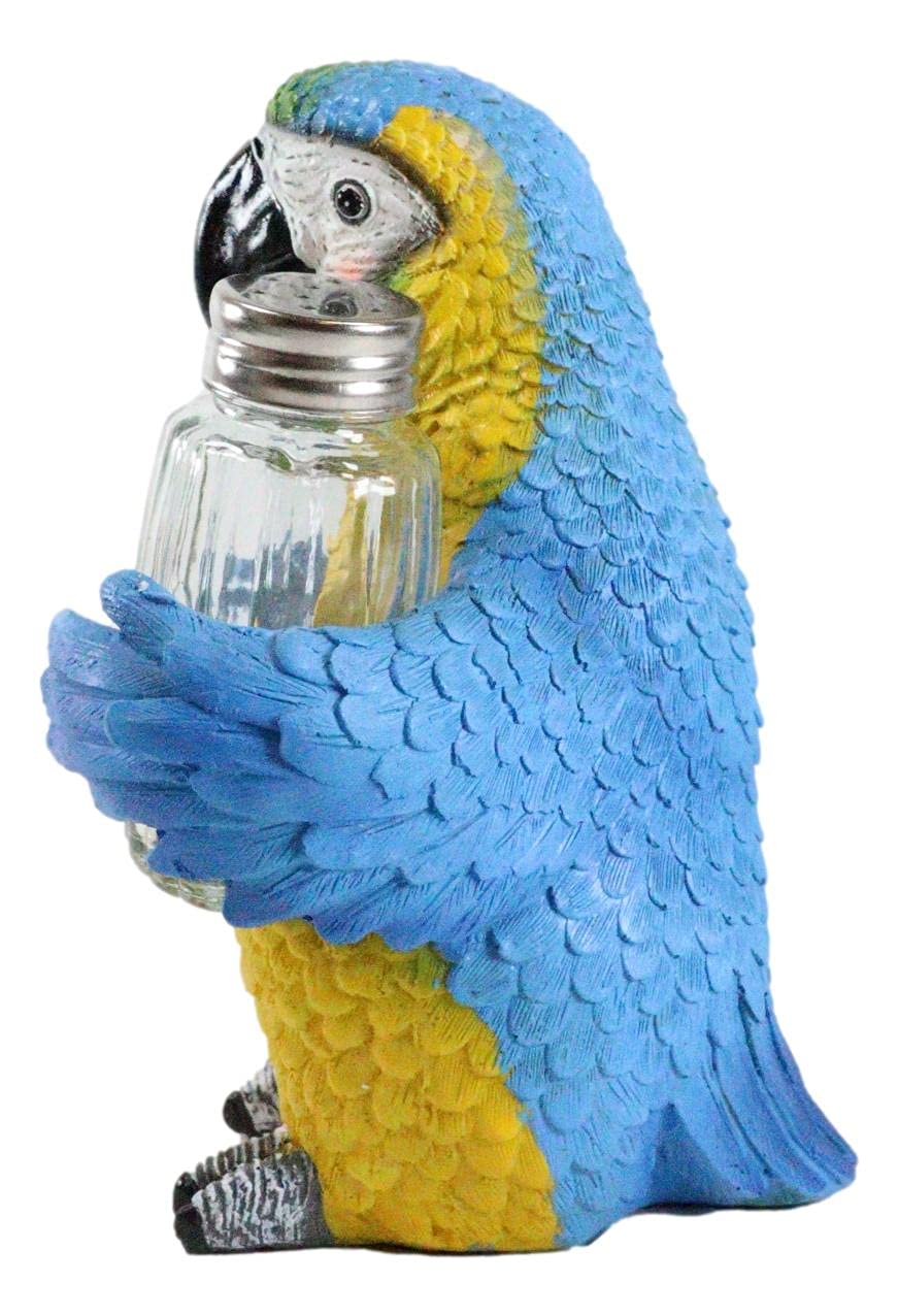 Ebros Tropical Rainforest Rio Blue Scarlet Macaw Parrot Bird Salt And Pepper Shakers Holder Figurine Set 6.75"H Nautical Table Decore or Decorations For Spice Racks Holders Organizers Home & Kitchen