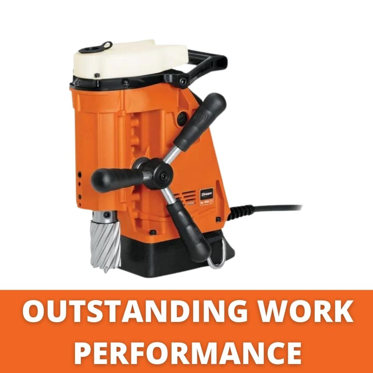 Fein JHM Magforce Mag Drill with Fixed Drill Motor for Work in Confined Spaces - 1,100W, 1-5/8" HSS Cutter Max. Diameter, 2" Cutter Drilling Depth - 72725361127