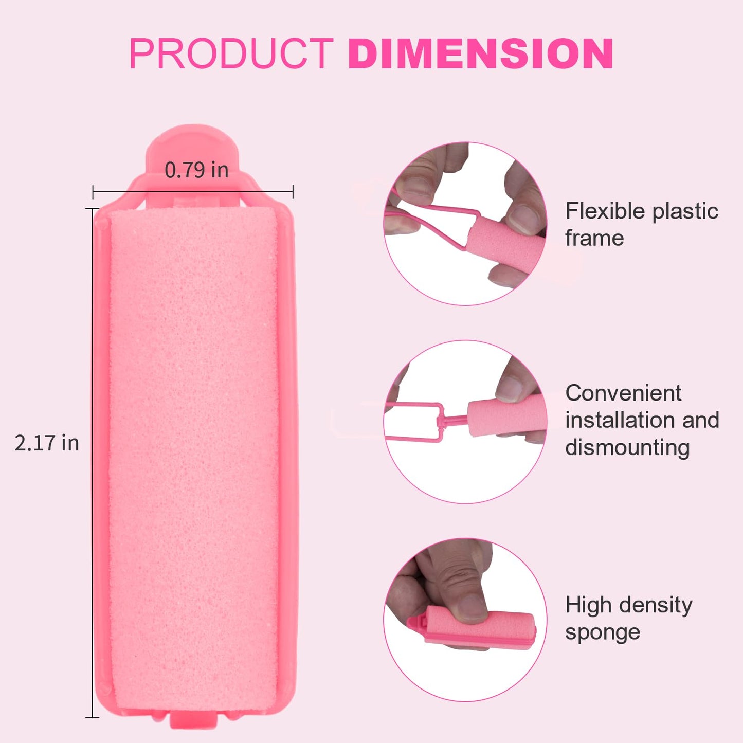 36 Pieces Foam Sponge Hair Rollers - Soft Sleeping Flexible Styling Curlers for Hair Styling (Pink)