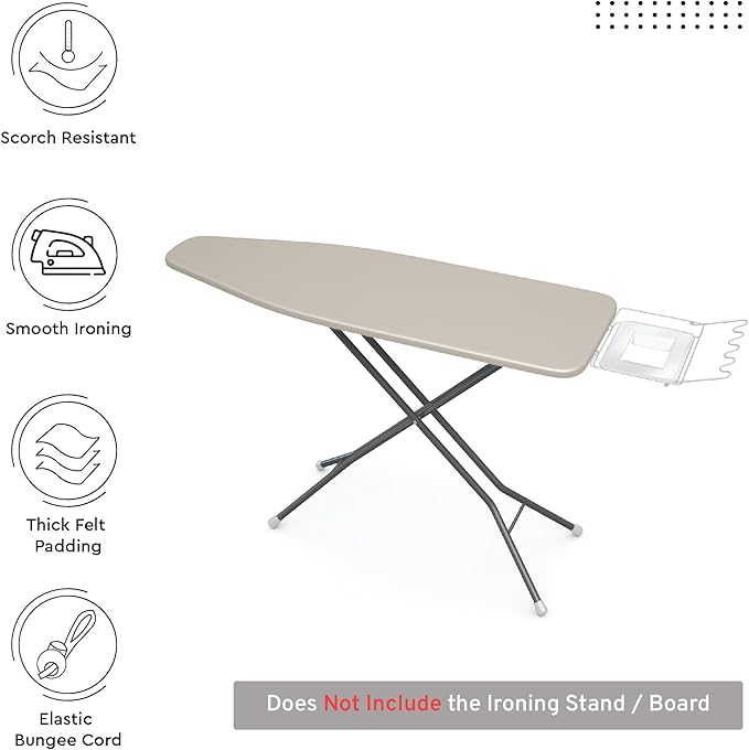 Encasa XO Ironing Board Cover and Pad 49"x18" - 4mm Felt Wide Iron Board Cover