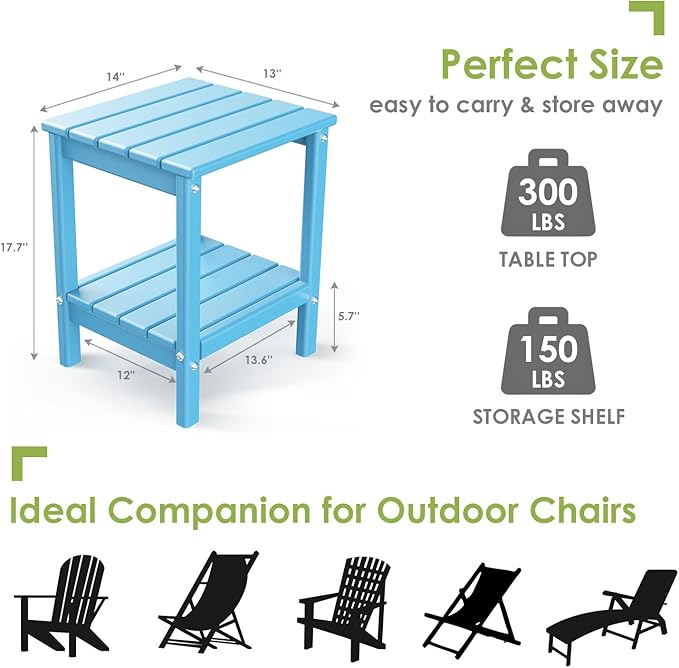 GREENVINES Outdoor Rocking Chair Set | 3-Piece | 2 Rocking Chairs with 1 Side Table | Porch Rocker | HDPE Plastic | Arctic | Patio Furniture Sets | High Back | Big & Tall | Ladder Back