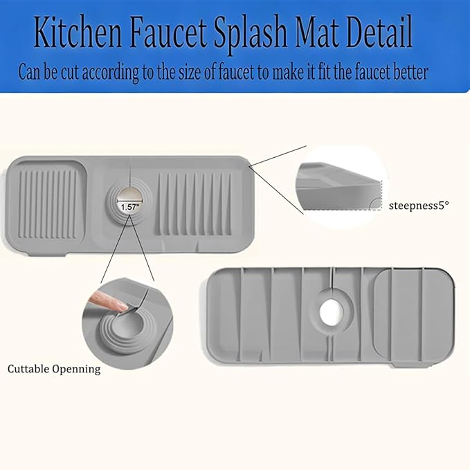 Silicone Sink Splash Guard for Kitchen & Bathroom, 17.7 inch Faucet Mat