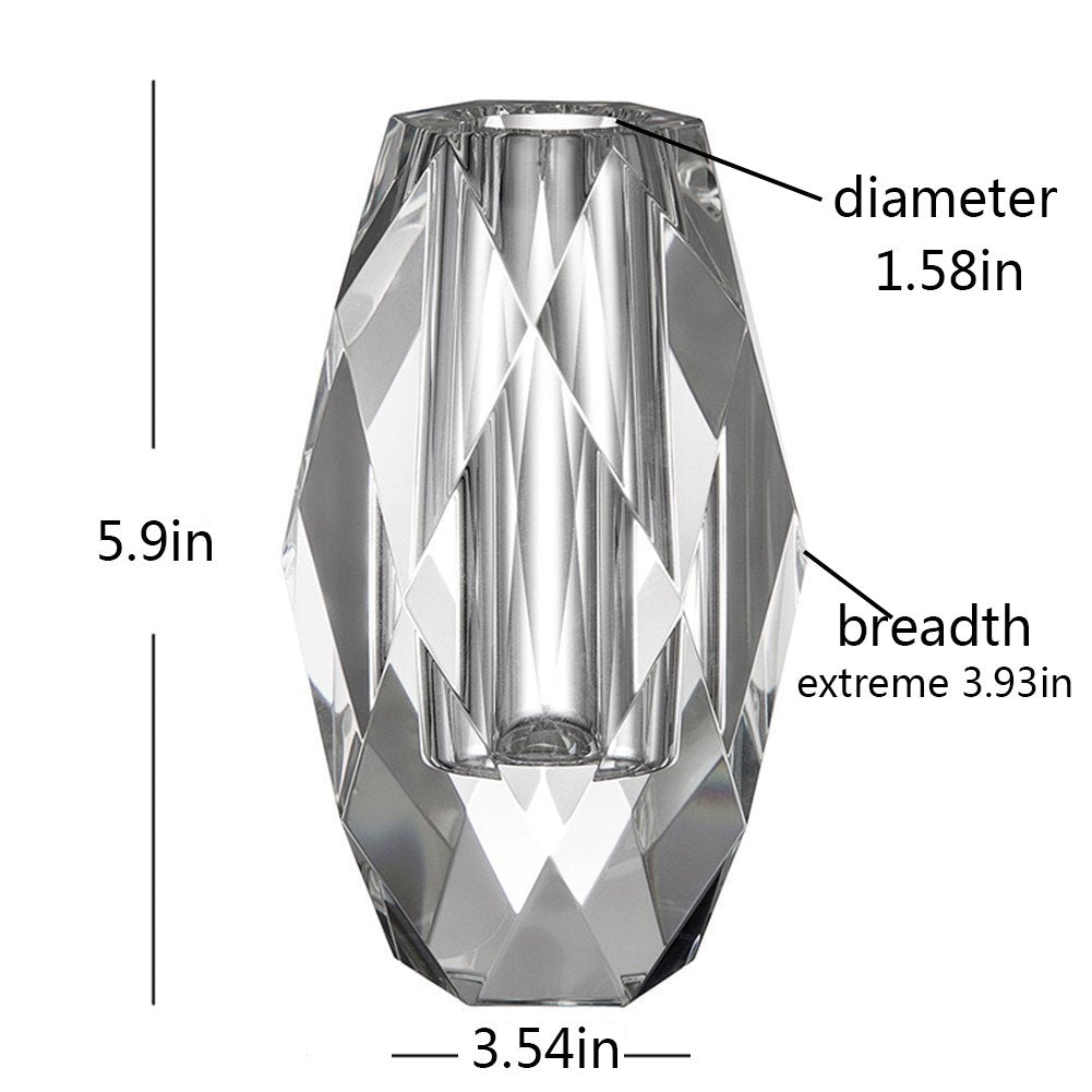 Donoucls Crystal Flower Vases Decorations 6" for Home Wedding Christmas or Gift - Clear with Gift Box