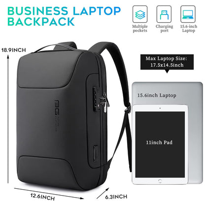 BANGE Anti Theft Backpack with USB charging Port,Lightweight Business Backpack for Men and Women, Black(upgrade), M, Laptop