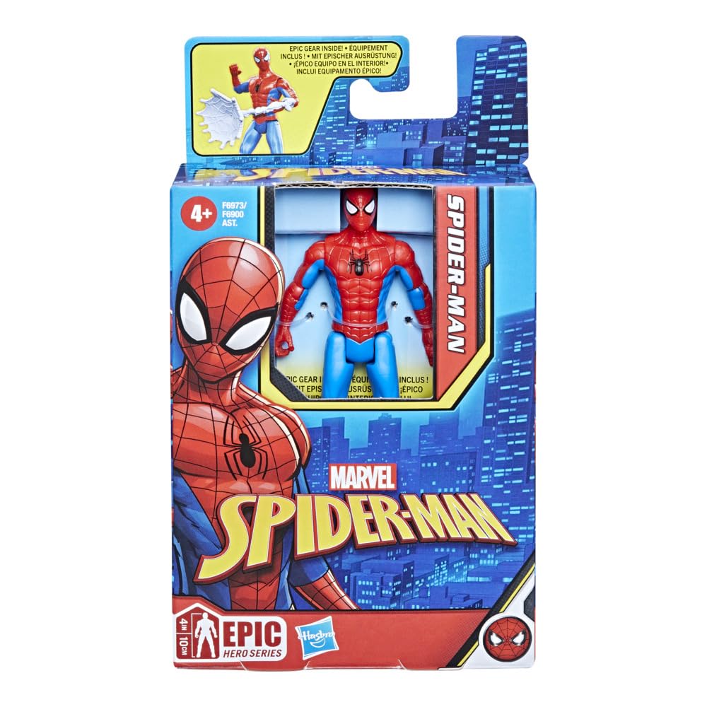 Marvel Epic Hero Series Classic Spider-Man Action Figure, 4-Inch Small Toy, With Accessory, Marvel Action Figures for Kids Ages 4 and Up, Medium