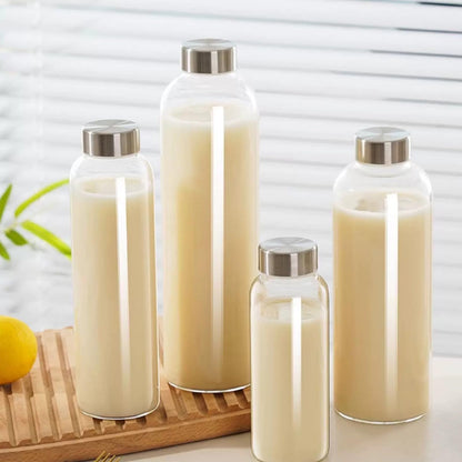Eclaro 25oz Glass Cups 6 Pack with Cup Cleaning Brush, Heavy Base Dishwasher Safe Multipurpose Tumblers for Smoothie, Soy Milk, Drinks, Party & Daily Home Use