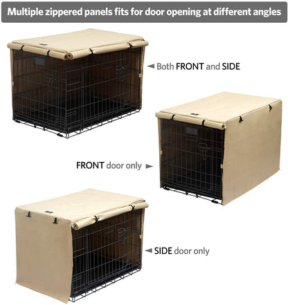 X-ZONE PET Double Door Dog Crate Cover - Polyester Pet Kennel Cover (Fits 24 30 36 42 48 inches Wire Crate)
