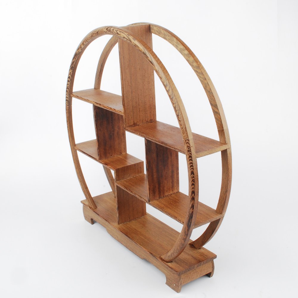 NWFashion Chinese Wooden Rosewood Display Stand Decoration 11" Curio Cabinets Shelf (Circle)