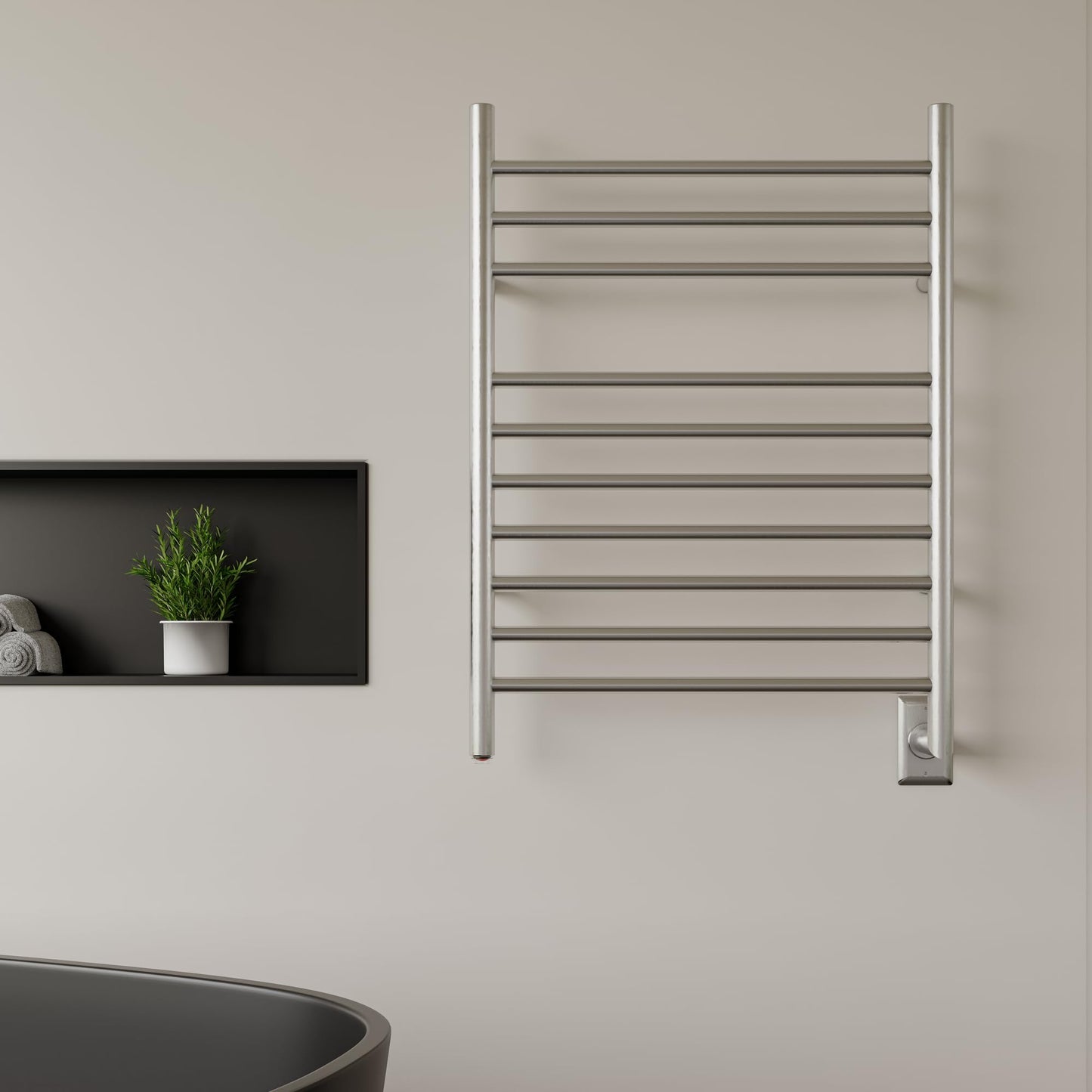 HEATGENE Towel Warmer Wall-Mounted Hardwired Heated Towel Rack Hot Towel Bar Brushed