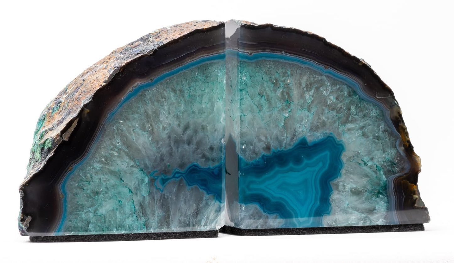 DesertUSA Agate Bookends, Home Décor (3.5-6 lbs, Teal)