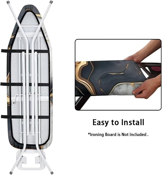 Black Gold Marble Ironing Board Cover Standard Size Iron Board Cover