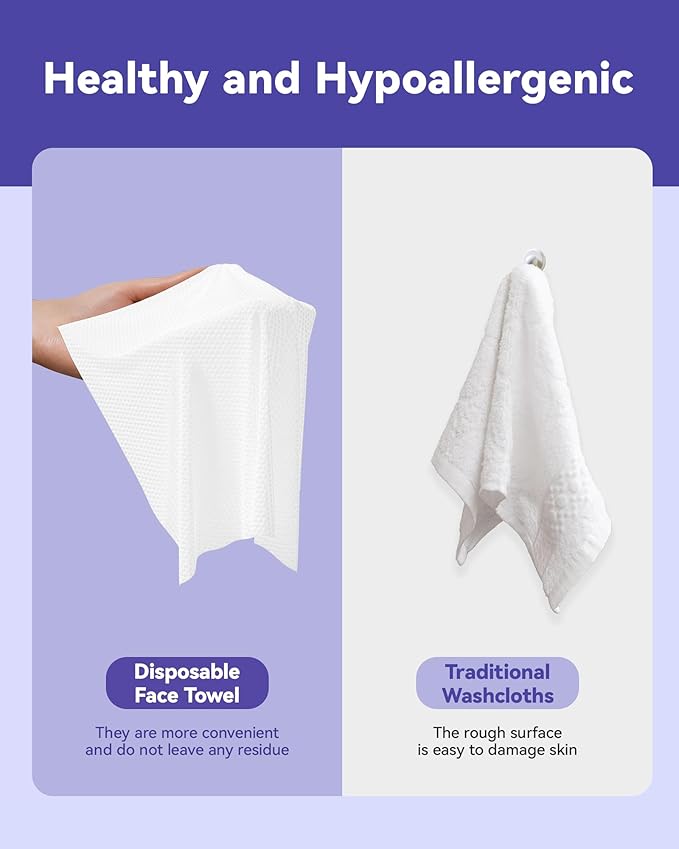 Disposable Face Towels, Soft Makeup Remover Dry Wipes, Thick Facial Tissue