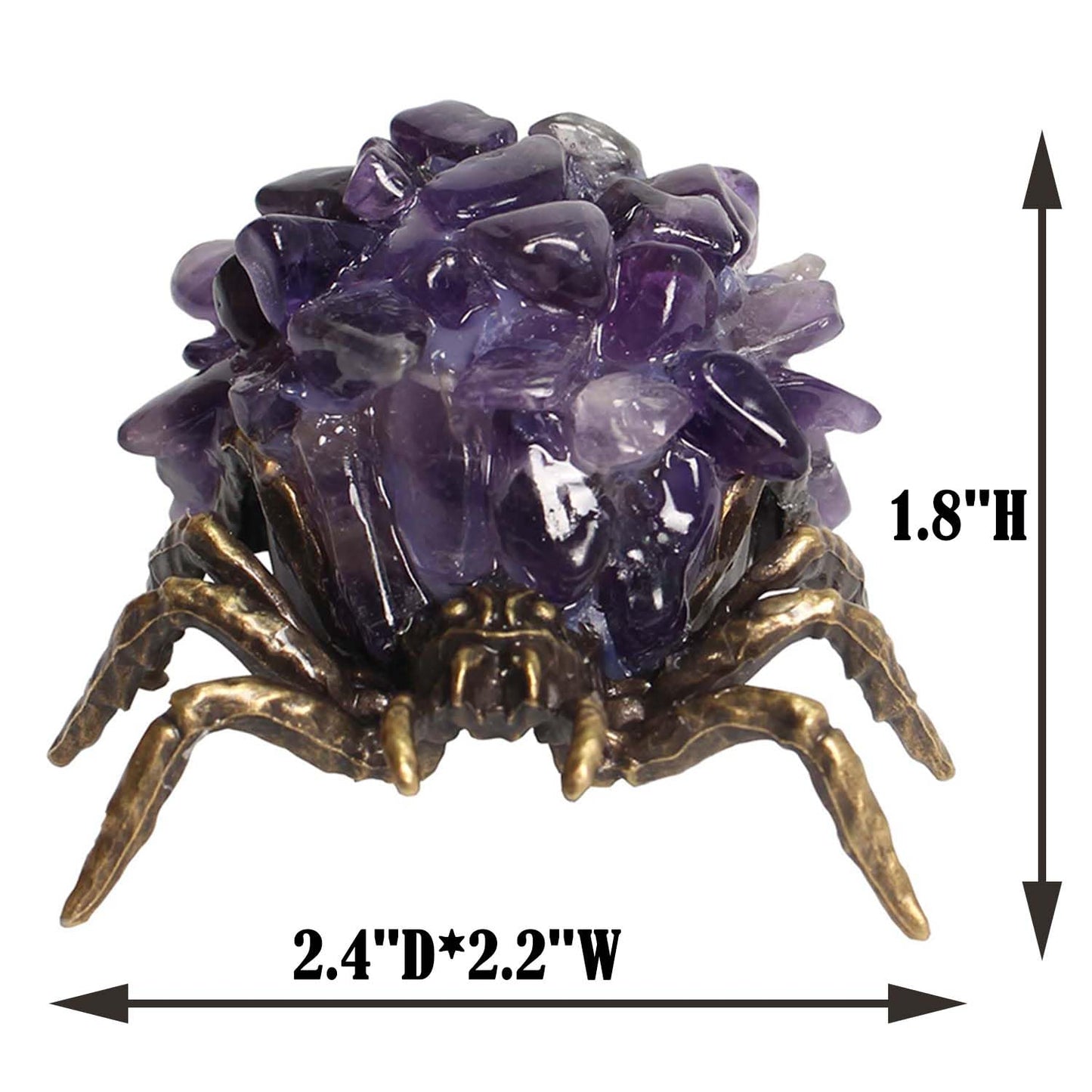 Amethyst Crystal Spider Lamp - Natural Cluster Stone Desk Decor, Dimmable Goth Amethyst Night Light with Bronzed Metal Base, Unique Healing Crystal Gifts for Women, Witchy Boho Home Office Decor