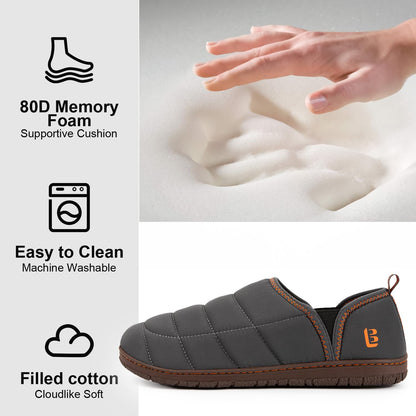 LongBay Men's Outdoor Slippers Memory Foam Camping shoes Nylon Non-Slip Indoor Outdoor Grey, 9