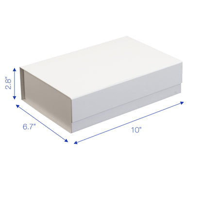 5PC Gift Boxes with Lids 10"x6.7"x2.8" - Matte, Collapsible Magnetic Closure Gift Box for Presents - Groomsmen & Bridesmaid Proposal Boxes, Wedding, PR, Birthdays, Holidays - White