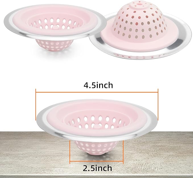 2 PCS Kitchen Stainless Silicone Sink Strainer, 4.5 inch Diameter…