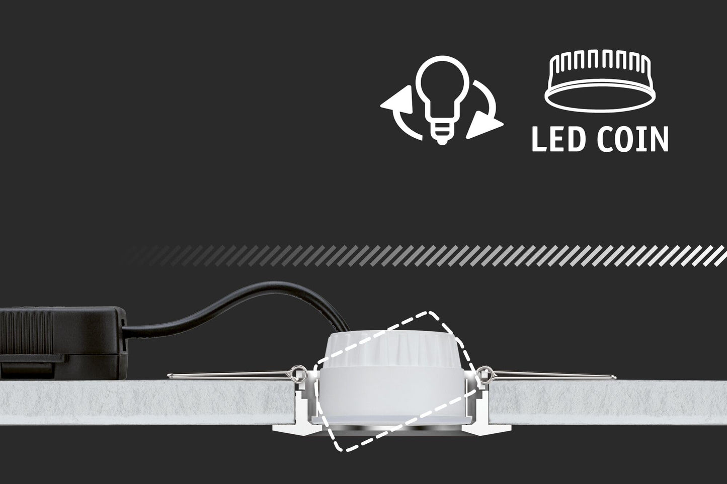 Paulmann 94869 LED recessed luminaire 3-Step dimming Cole Basic Set 3-Piece Set IP44 Round 88mm Coin 3x6W 3x470lm 230V 2700K
