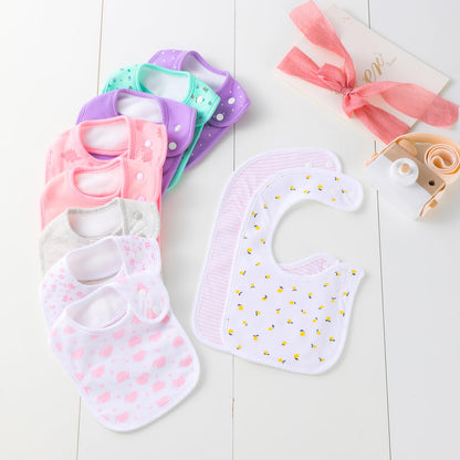 Hakochia Waterproof Baby Bibs Organic Cotton Soft Absorbent Baby Bandana Drool Bibs With Adjustable Snaps for Girls Teething and Drooling 3-36 Months