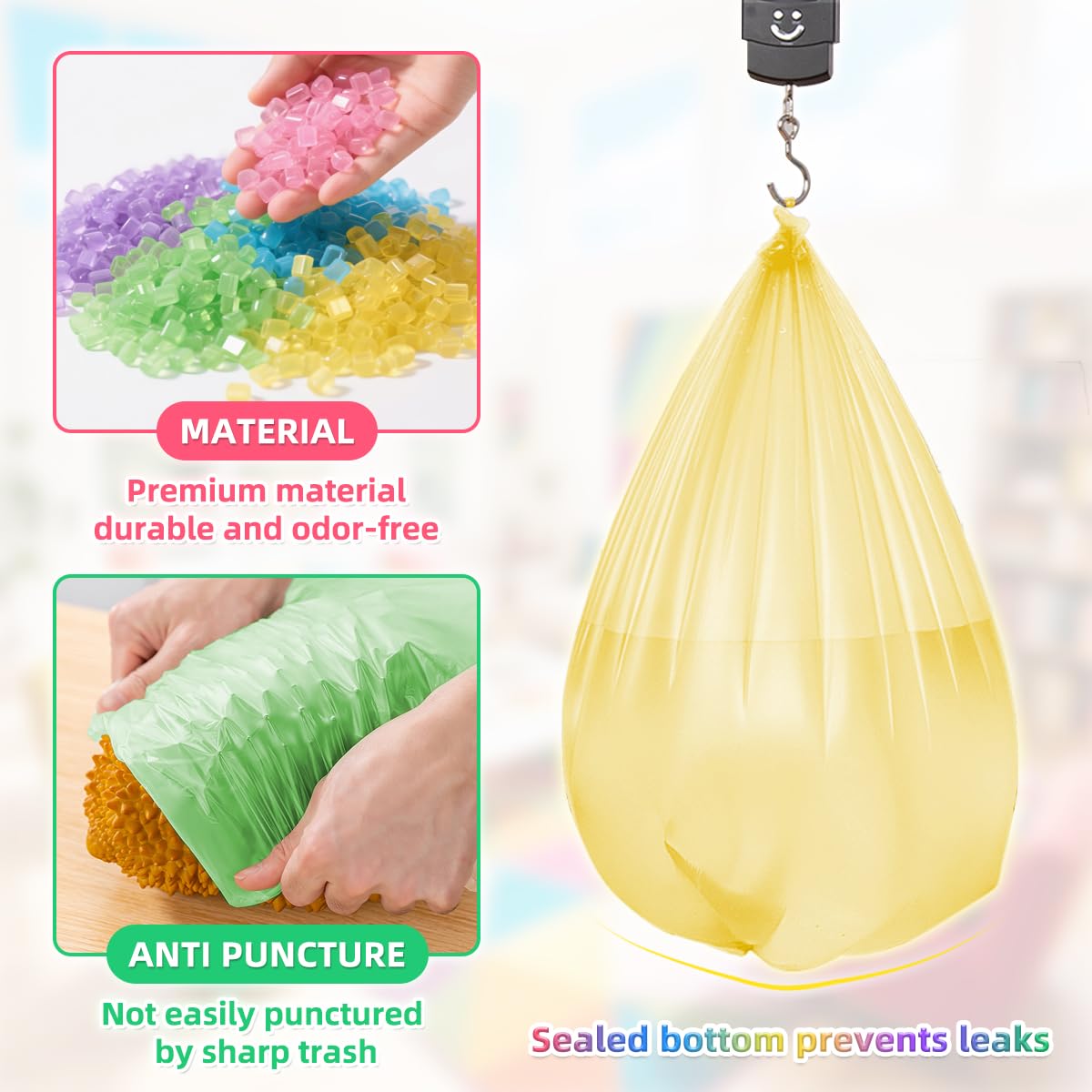 5l Bin Liners 200 Bags Small Pedal Bin Bags XUXRUS Thicken Leakproof Plastic Bags for Bathroom Office,Kitchen Desk Fit UK 5-8 Liter,0.8,1.1 Gal Colorful