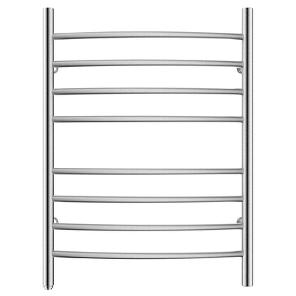 HEATGENE Towel Warmer 8 Bar Plug-in Curved Bath Towel Heater Towel Warmer for Bathroom Plug-in Drying Rack Brushed