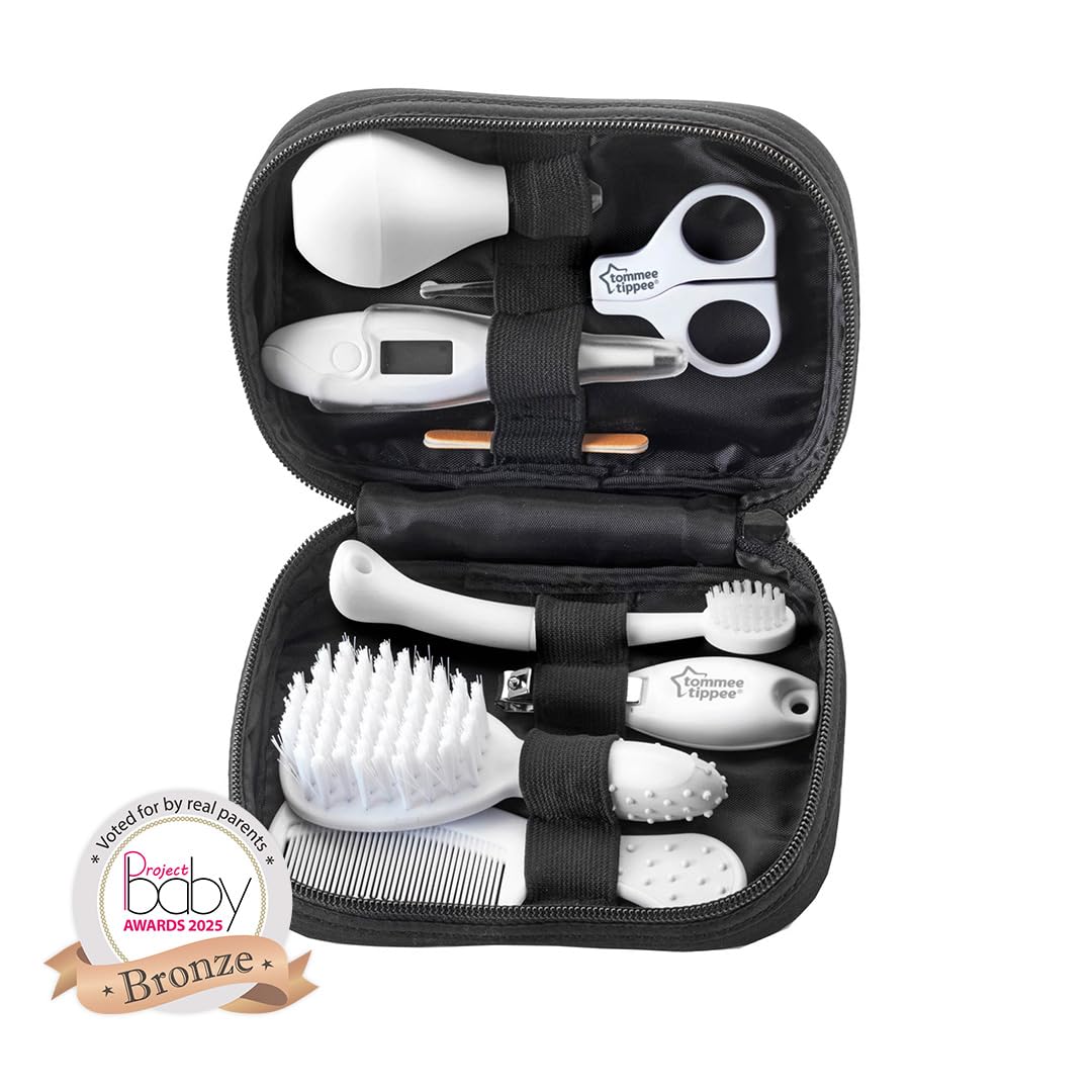 Tommee Tippee Baby Healthcare and Grooming Kit, 9X Essential Newborn Care Items for Home and Travel, Wipe-Clean and Waterproof Travel Case
