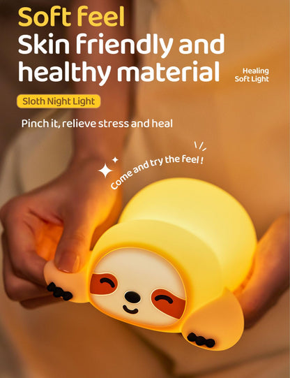 KidoYean Cute Sloth Night Light, Squishy Sloth Novelty Animal Lamp, 3 Level Dimmable Nursery Nightlight with Timer, Food Grade Silicone Touch Night Light Fun Gifts for Kids Boys Girls Baby