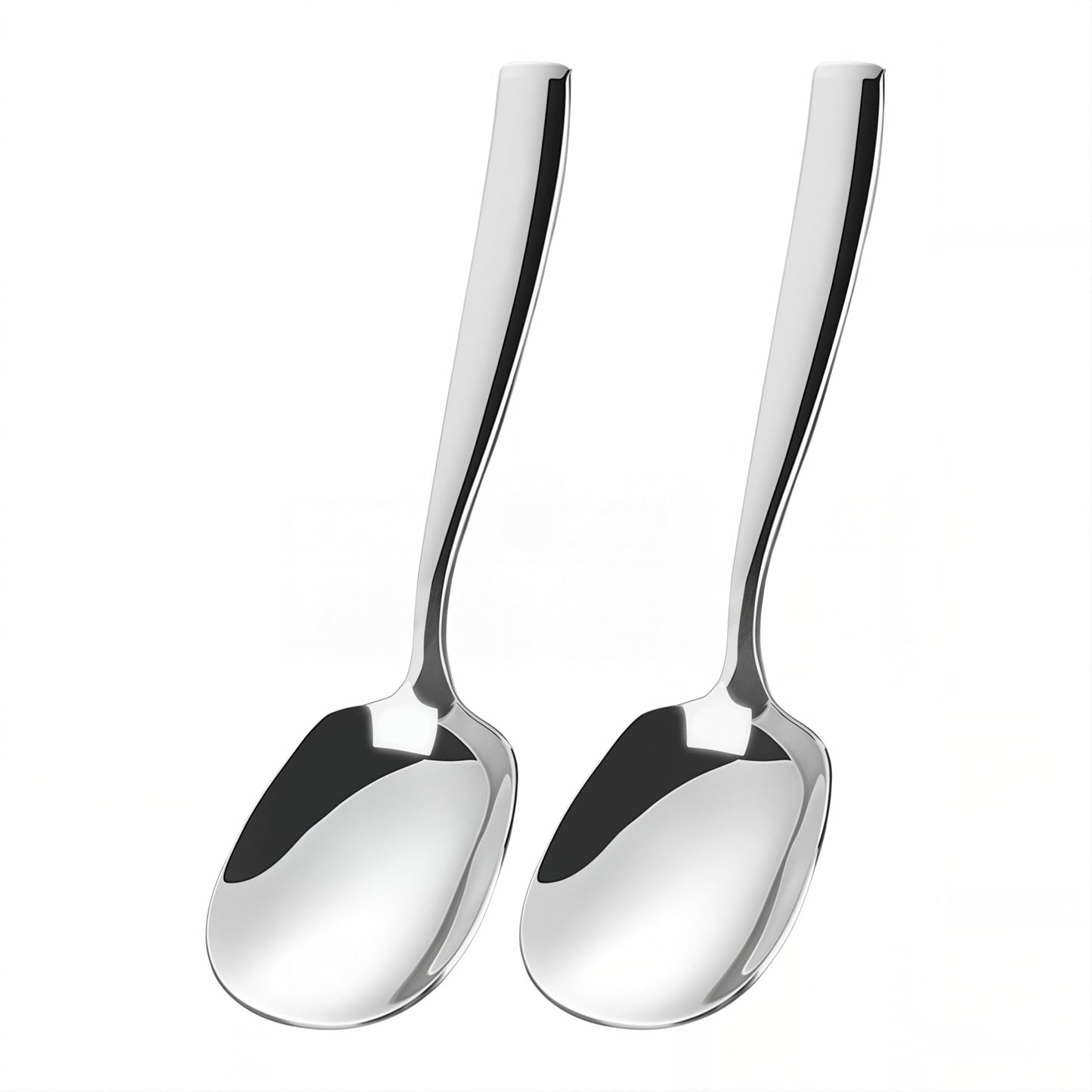 Wenkoni Large Buffet Serving Spoons,Heavy Duty 9.5X2.8 inches 316L Stainless Steel Serving Spoons Pack of 2,Silver