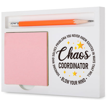 Chaos Coordinator Gifts Funny Inspirational Desk Organizer for Administrative Assistants Teachers Moms – Appreciation Birthday Farewell, Office Humor Desk White Note Pad Holder XBCT6