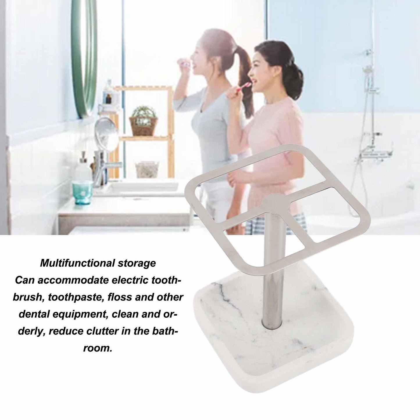 CYTGOUPER Stainless Steel Toothbrush Holder,Toothbrush and Toothpaste Stand,Bathroom Toothbrush Storage Organizer Toothbrush Holders Shelf for Bathroom Vanity Countertops (Silver)