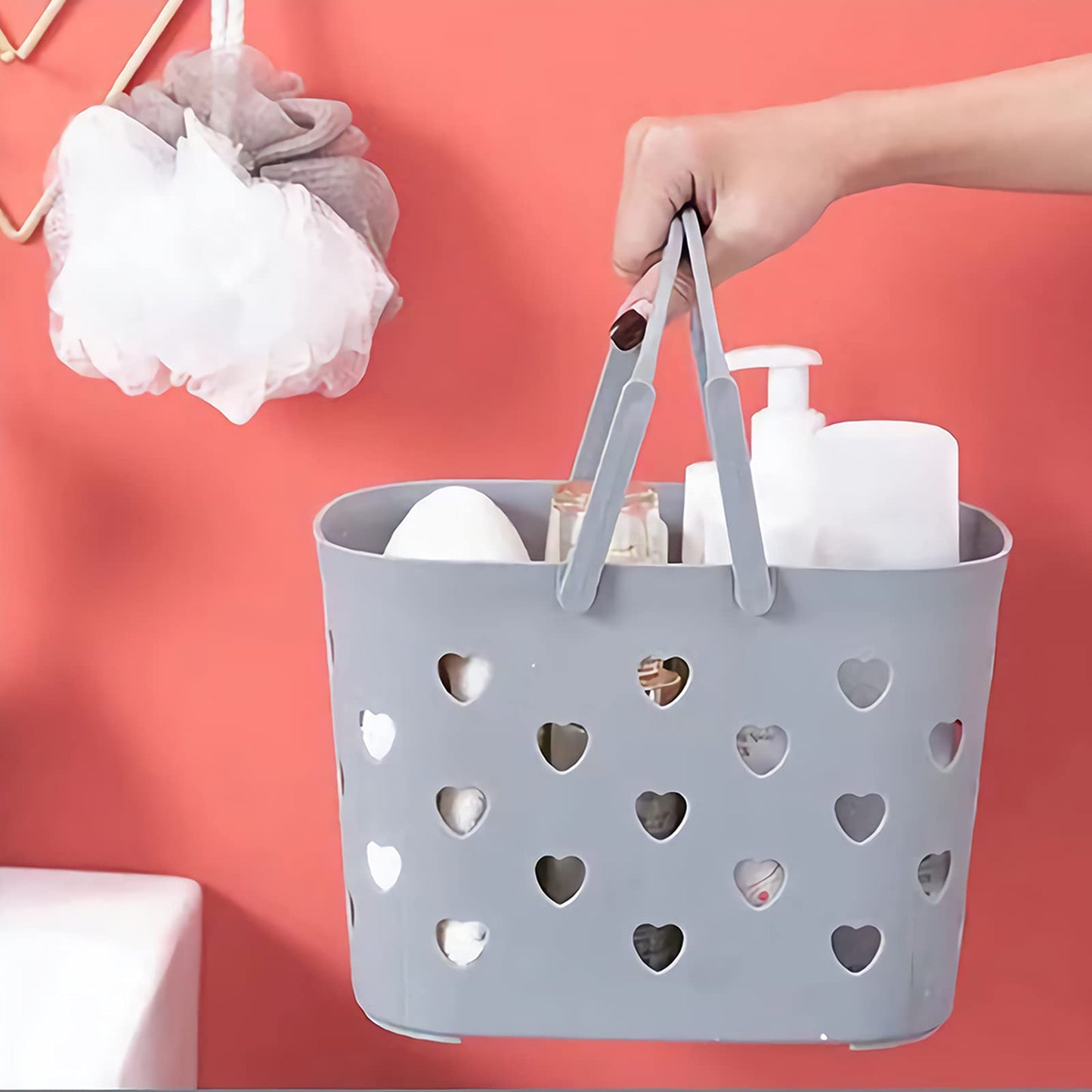 Anyoifax Portable Shower Caddy Tote Plastic Storage Basket with Handle Box Organizer Bin for Bathroom, Pantry, Kitchen, College Dorm, Garage - Grey