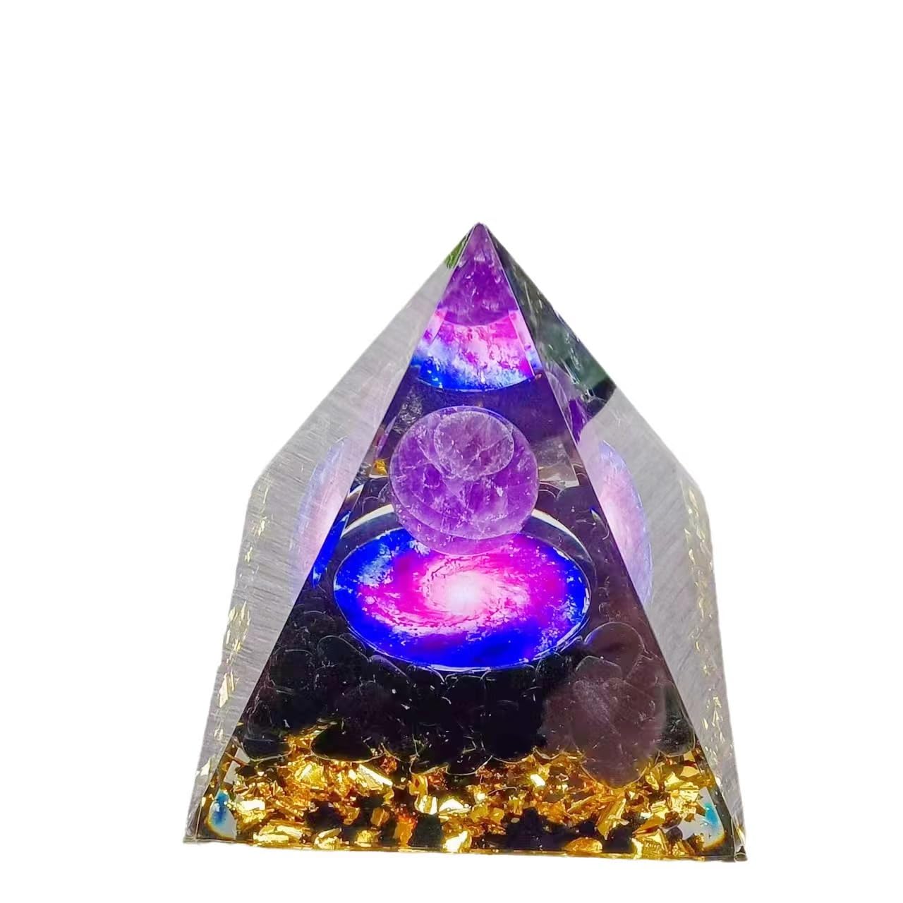 ycyingcheng Moonstone Crystal Orgone Pyramid Ogan Crystal Energy Tower, Nature Reiki Chakra Crushed Stone Jewelry, Crystal Pyramid for Home Decor (Crystal Pyramid-48)