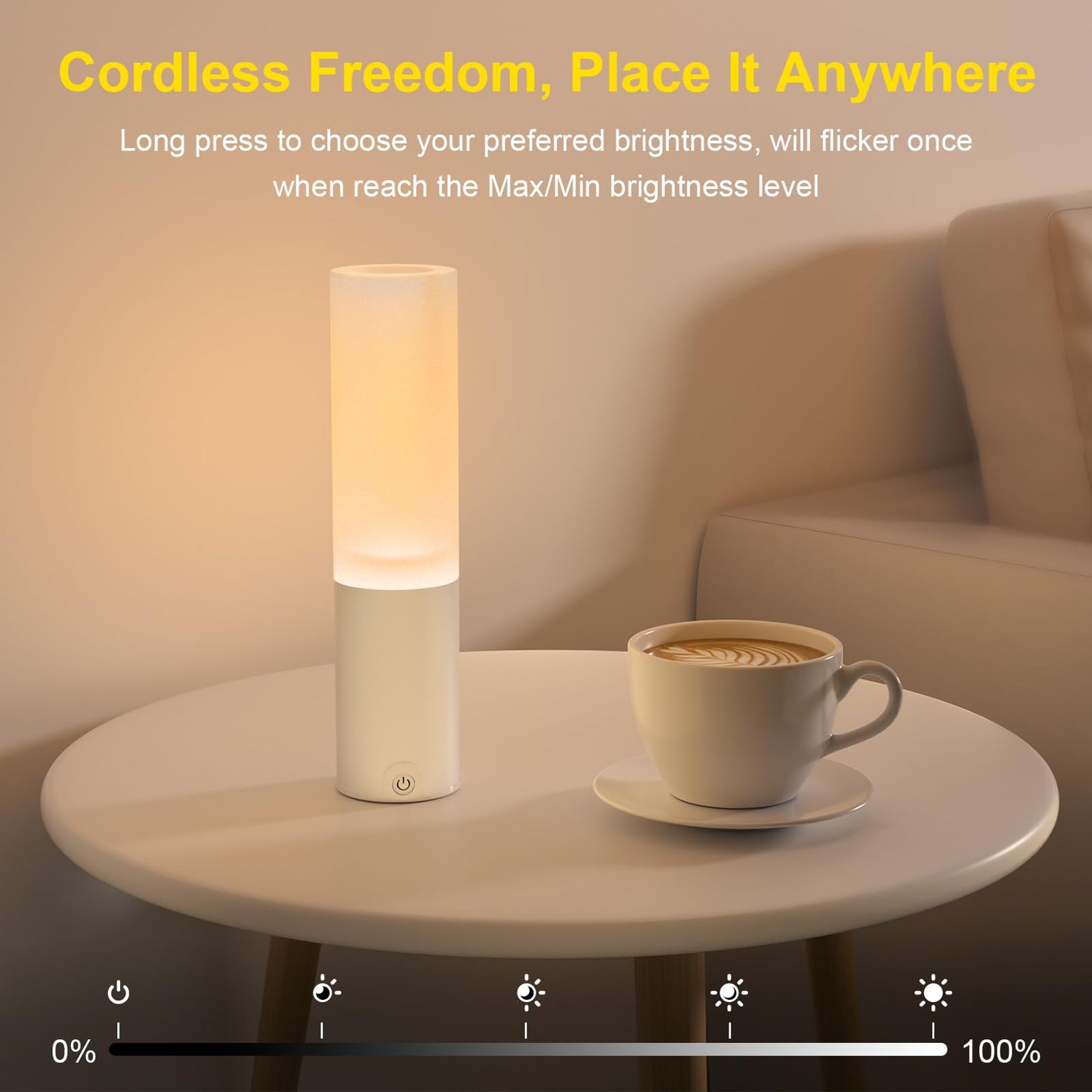 EppieBasic Cordless Table Lamp: 20H Battery Fast Charge - RGB Shower Lamp
