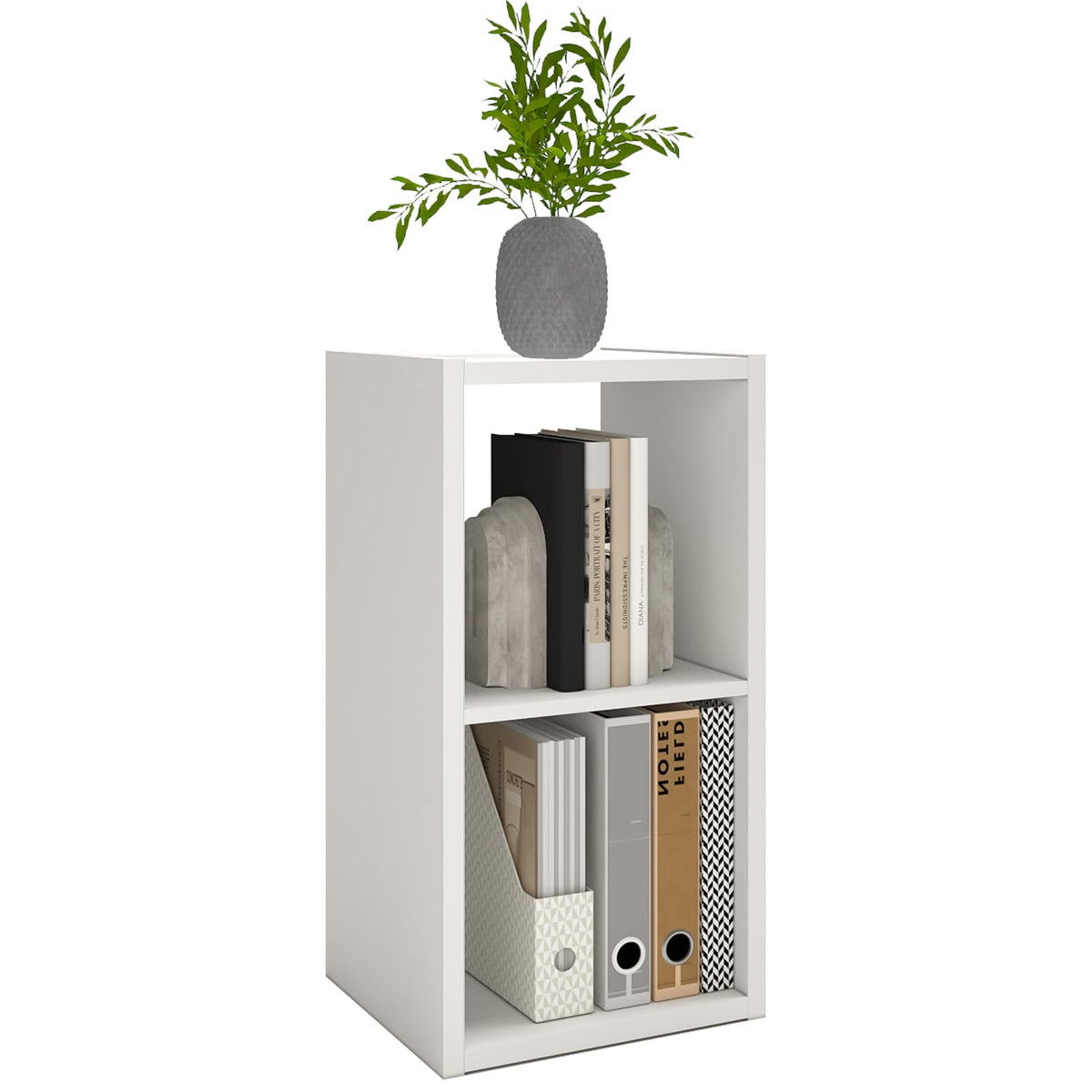 Endearing Limons【2026 Wooden Thick Border 2 Cube Shelf Storage Organizer with Anti-Tipping Kits + Reversible Open Back Bookcase (11 * 11 Unit Cell White)