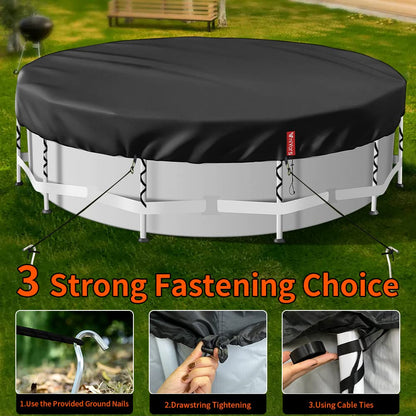 VniYors 18ft Pool Cover, Heavy-Duty Swimming Pool Cover, Paddling Pool Cover, Waterproof Dustproof Pool Solar Cover with Drawstring And Ground Nails