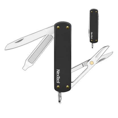 NexTool Keychain Knife, 5 in 1 Mini Multitool Key Chians, Small Pocket Knife with Key Ring, Scissors, Screwdrivers and Nail File, Cool Gadget Gifts for Men Women Dad Boyfriend Everyday Carry(Black)