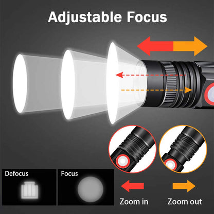 Torch USB Rechargeable Including 18650 Battery - LED Torch Tactical Super Bright Powerful Magnetic COB Work Torches Flashlight for Camping,Hiking,Fishing …