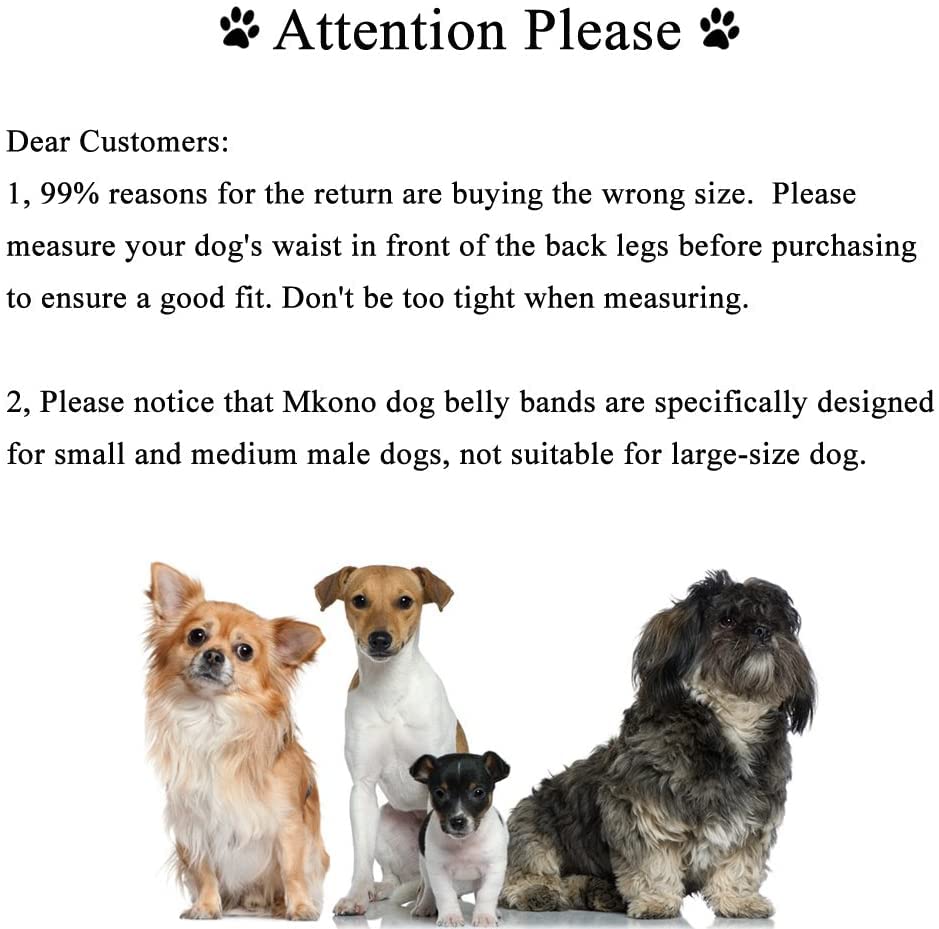 Mkouo Male Dog Nappies Wraps Incontinency Belly Band for Small and Medium Dogs, High Absorption, Reusable, Washable(3 Pack) M