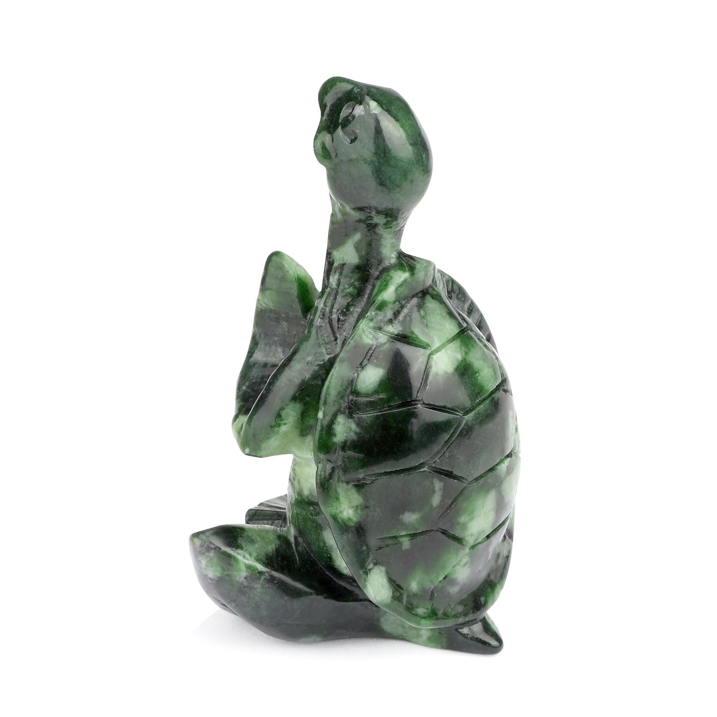 gemshan Jade Turtle Statue for Decoration - Hand Carved Healing Crystal Figurine for Office Desk, Beach House Decor & Feng Shui Gifts