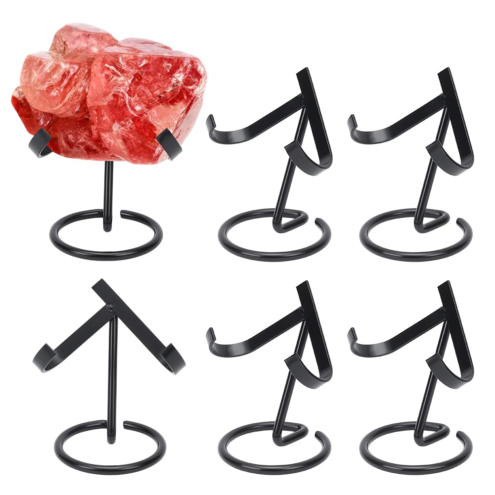 NBEADS 6 Pcs Metal Crystal Ball Holder, Black Iron Crystal Ball Ornament Rack Holder Easel Stands for Rocks Decorative Display, 2.4x3.1x3.5inch