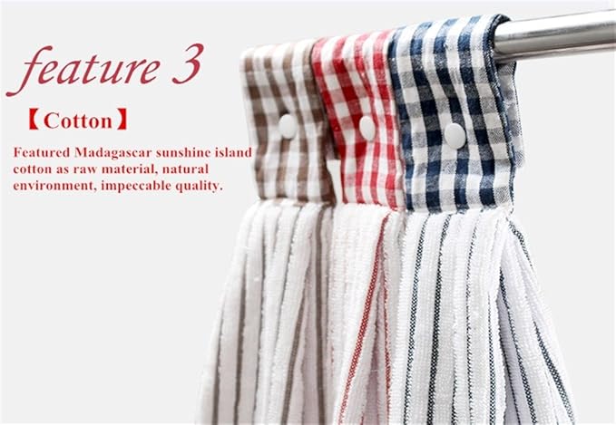 2 Pcs Kitchen Cotton Classical Striped Towel/Absorbent Towel/Hanging