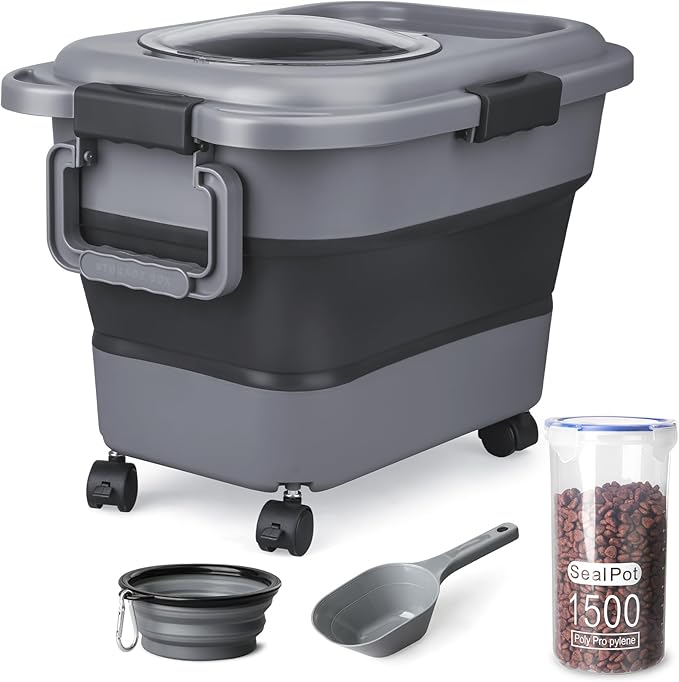 Dog Food Storage Container, 10-20 lbs Airtight Collapsible Cat Food Storage