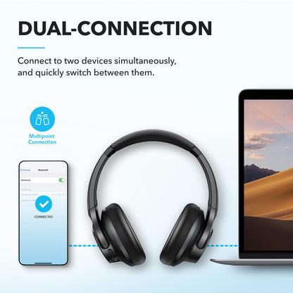 soundcore by Anker Q20i Hybrid Active Noise Cancelling Foldable Headphones, Wireless Over-Ear Bluetooth, 40H Long ANC Playtime, Hi-Res Audio, Big Bass, Customize via an App, Transparency Mode (Black)