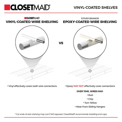 ClosetMaid ShelfTrack Wire Closet Organizer System, Adjustable from 4 to 6 Ft., With Shelves, Clothes Rods, Hardware, Durable Steel, White