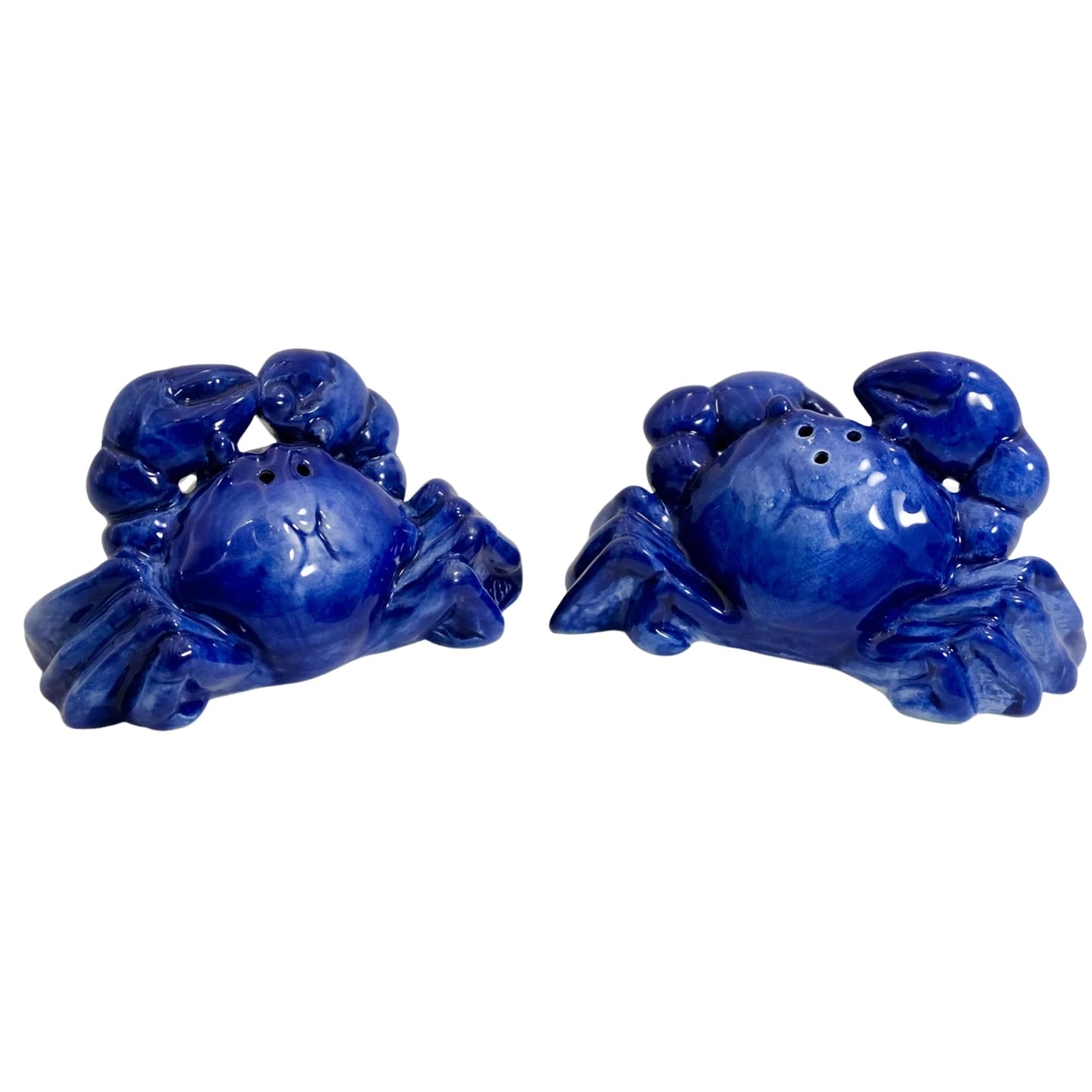 Blue Sky Clayworks Crab Salt & Pepper Shaker Set, Ceramic, 8.25" L x 2.25" W x 2.5" H, Cobalt Coastal Cuties
